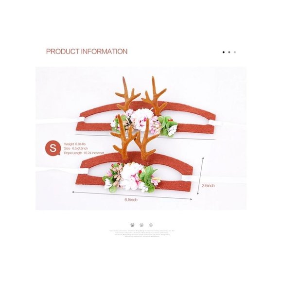 Pet Elk Cat Antler Headband Flower Pet Headwear Christmas Deco Costume Cosplay - Picture 5 of 8